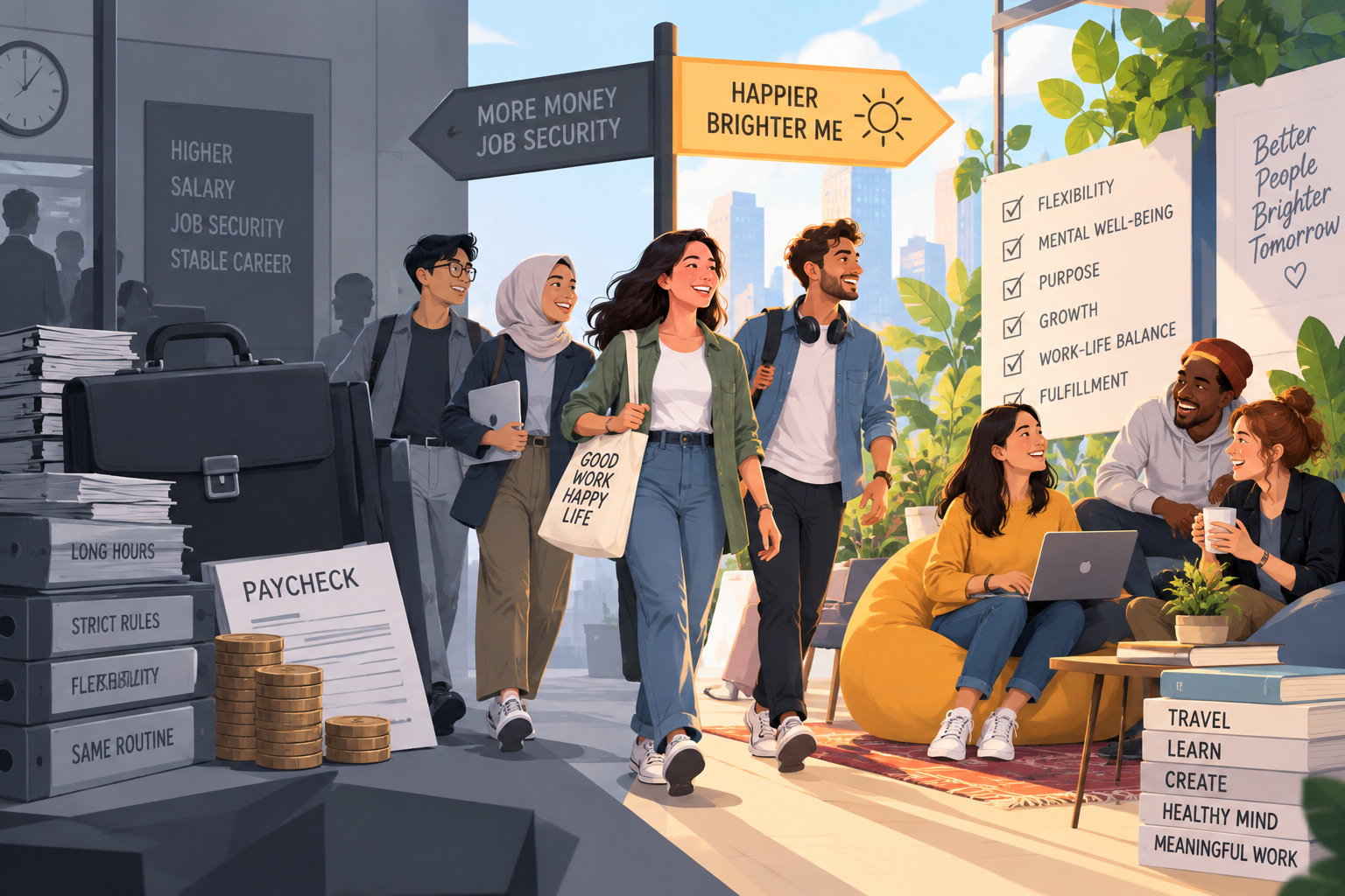 Generasi Z dan Generasi Y memprioritaskan kebahagiaan di atas gaji dan keamanan kerja.